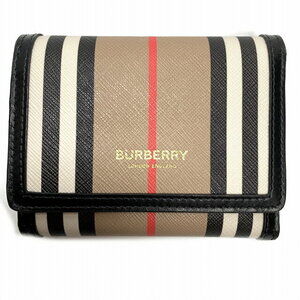 Burberry Tri fold Wallet Canvas Beige